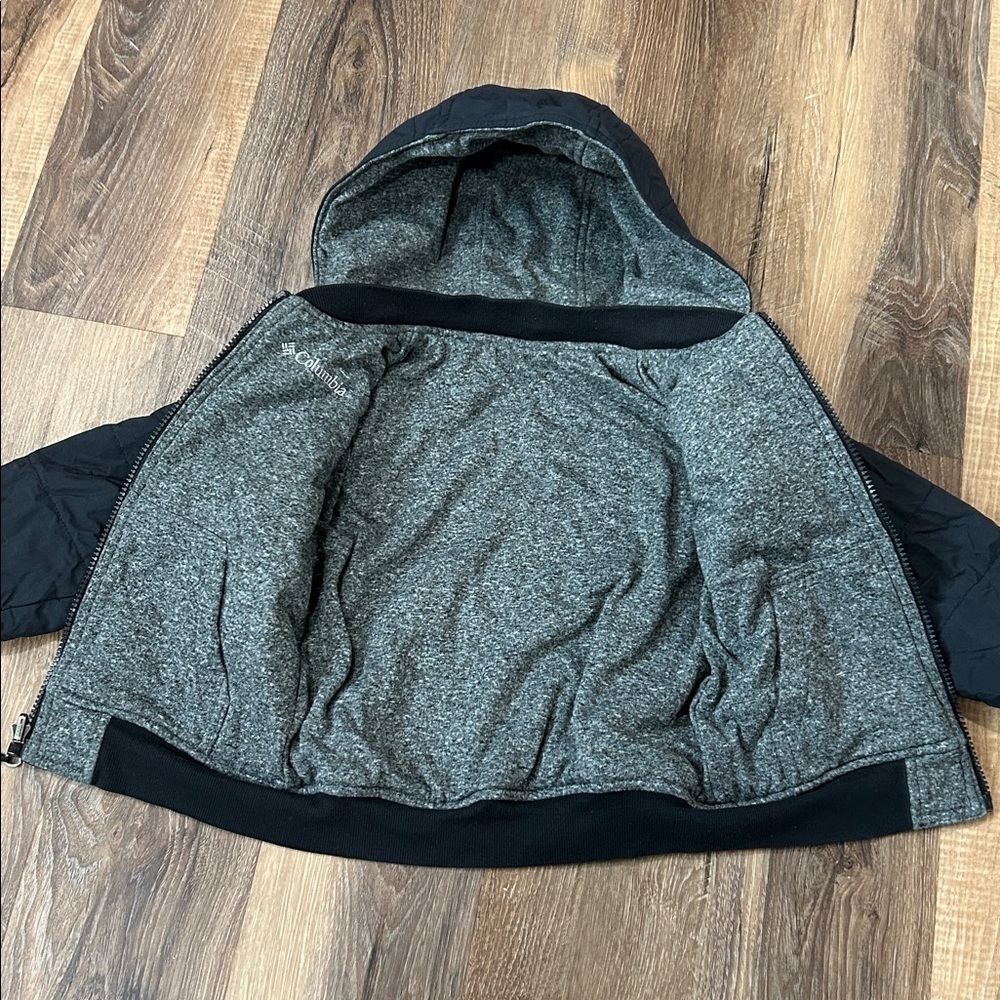 Columbia Lined Toddler Reversible Jacket Black Gray Lining Inside Size XXS - Picture 7 of 15